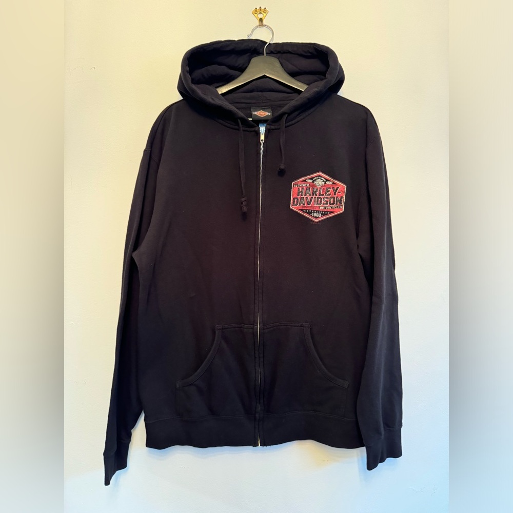Harley Davidson Zip-Up hoodie. Los Angeles Harley Davidson. Black Size XL
